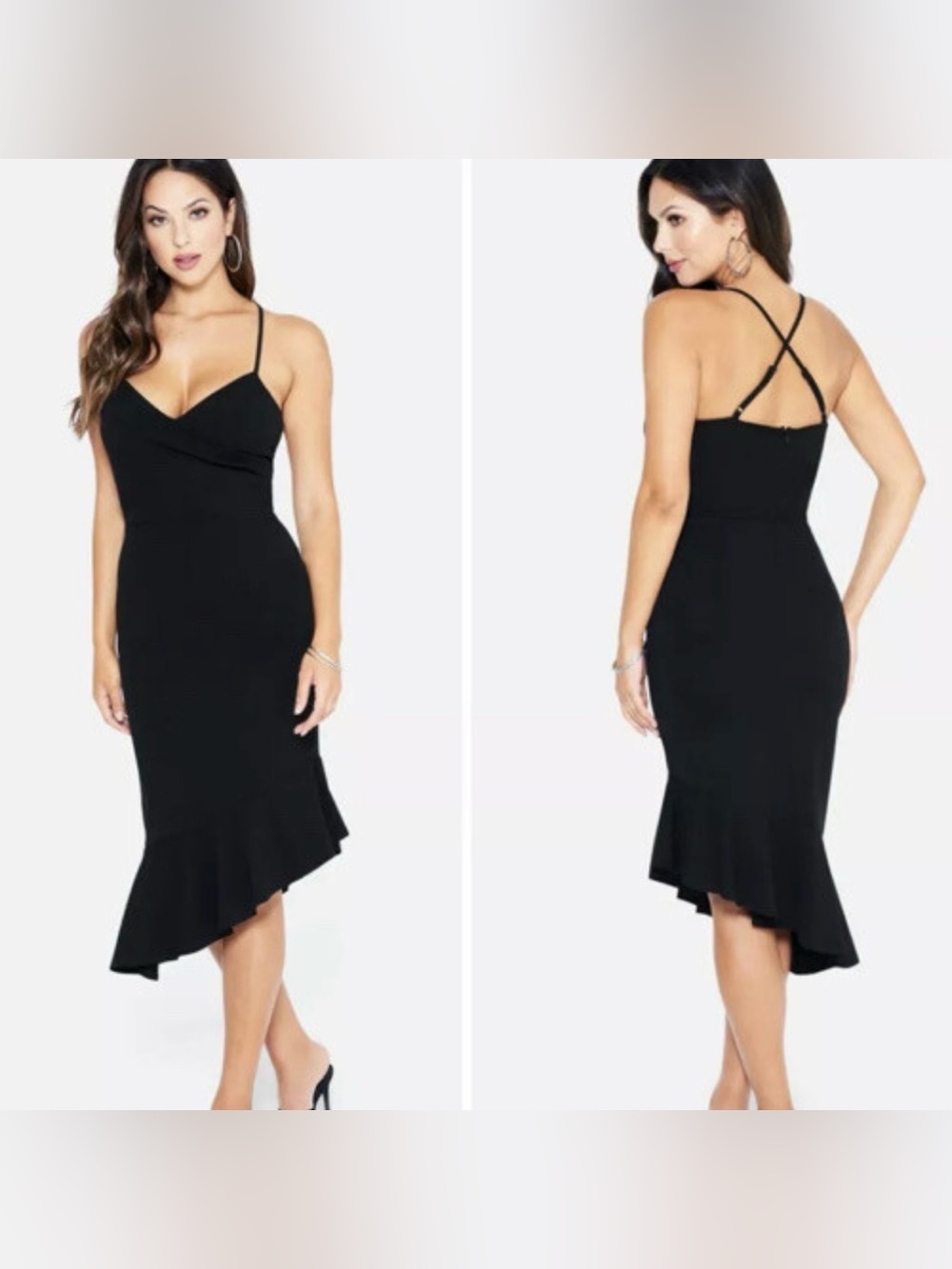 Bebe New w $139 Tags Little Black Angled Formal Party Dress XL